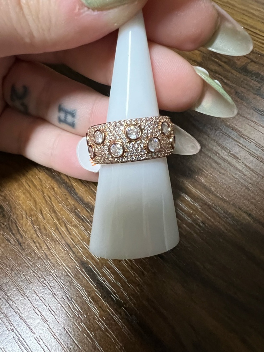 Rose Gold Pave Crystal Dome Ring